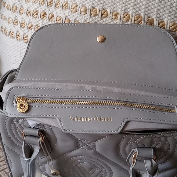 Valentino Orlandi Crossbody Bag Quilted Light Grey Style #V-2012 - Picture 9 of 16